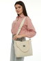 Zoozie Bags Bolso Tote de Lona Color Crema